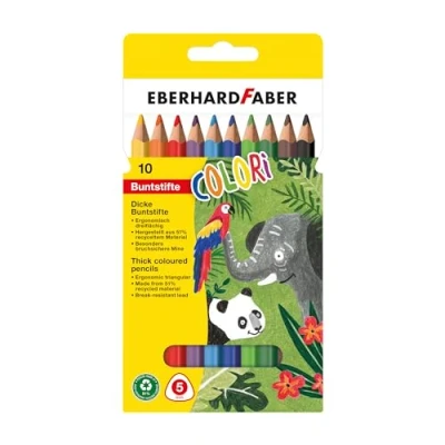 Imagen de Eberhard Faber 511409 Juego de lápices color Colori, 10 jumbo en forma triangular ergonómica