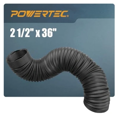 Imagen de POWERTEC 70198 Manguera flexible de recogida polvo, negra, 6.3 x 91.4 cm