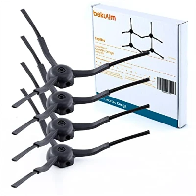 Imagen de BAKUUM Pack 4 cepillos, escobillas, para Cecotec Conga 8090 Ultra 9090. repuestos y accesorios robot aspirador