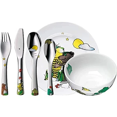 Imagen de WMF Janosch Vajilla para niños 6 Piezas, Incluye Plato, Cuenco y cubertería (Tenedor, Cuchillo de Mesa, Cuchara pequeña) Kids Infantil