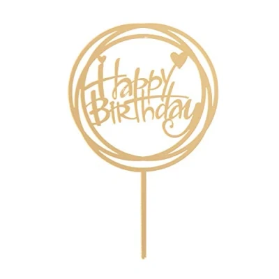 Imagen de Dekora Topper de Tartas para Cumpleaños Color Dorado Happy Birthday