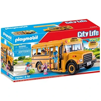 Imagen de PLAYMOBIL City Life 71094 Autobús Escolar US, de Juguete con luz Intermitente, Juguetes para niños a Partir 4 años