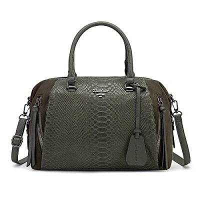 Imagen de David Jones Bolso de Mano Mujer Bowling Hombro Bandolera Piel Sintetica Tamano Mediano Elegante Verde