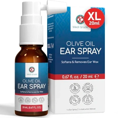 Imagen de Medi Grade Spray de Aceite Oliva para Limpieza Oídos y Cera Oidos, 20ml Natural al 100% que Suaviza Elimina la Acumulación Más 50 Pulverizaciones