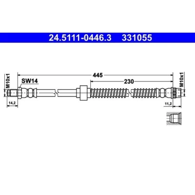 Imagen de ATE 24.5111 0446.3 Latiguillos de Freno 445 M10x1 CITROËN: C3 I Hatchback