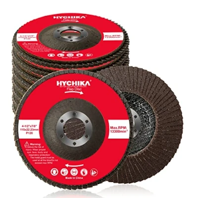 Imagen de HYCHIKA Discos de Láminas, 10PC Abrasivos, 115 mm x 22,2 mm, Grano 120, para Acero Inoxidable, Metal y Madera