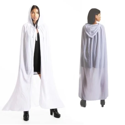 Imagen de various Largo Capa Blacno con Capucha Terciopelo Disfraz de Vampiro Halloween Medieval para Fiesta Carnaval y Adulto Mujer Hombre, 150cm