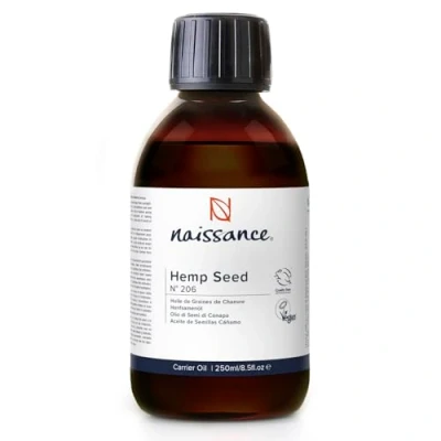 Imagen de Naissance Aceite Semillas de Cáñamo (No. 206) 225ml Prensado en Frío para Masaje, Piel, Cabello, Barba
