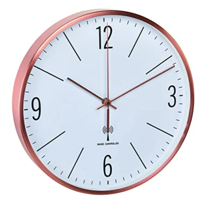 Imagen de TFA Dostmann 60.3534.51 Reloj de Pared Radio con Marco Cobre y Movimiento Silenciosamente (Cobre)