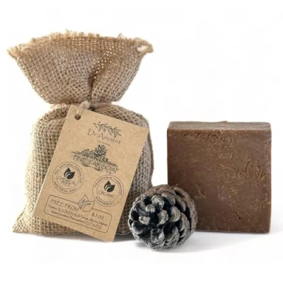 Imagen de Dr.Ancient Jabón negro con alquitrán de pino, orgánico natural vegano tradicional hecho a mano antiguo antibacteriano, antifúngico, acné, eczema, picazón la piel 140 g (Paquete 1)