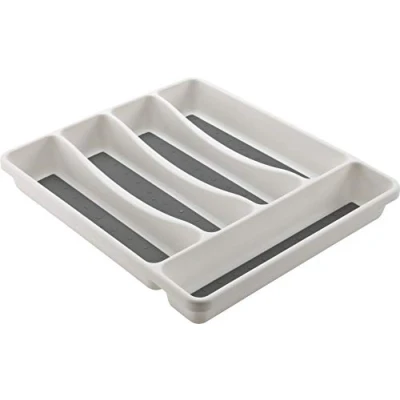 Imagen de M Home PLS261 Organizador de Cubiertos para cajón, 5 Compartimentos, Blanco /. Gris, 31 x 27 4,5 cm