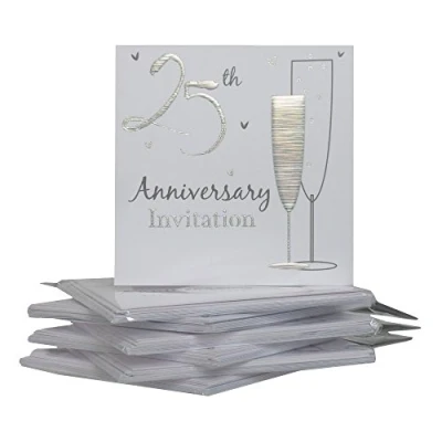 Imagen de 25th Silver Wedding Anniversary Party Invitations {Holographic} 36 Cards with Envelopes by Simon Elvin