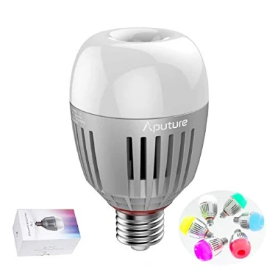 Imagen de Aputure Accent B7C 7 W RGBWW LED Smart Bulb, TLCI 96+ CRI 95+ 2000 K 1000 batería de control aplicación incorporada y alimentación CA a través del conector E26 / E27