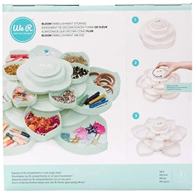 Imagen de We R Memory Keepers Mint Embellishment Caja para almacenar Adornos Bloom Storage, 28.7 x 16.5 cm