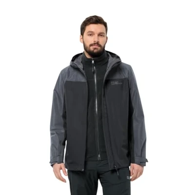 Imagen de Jack Wolfskin Taubenberg Chaqueta 3 en 1, Verde Oscuro, XL para Hombre