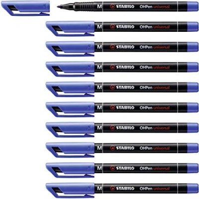 Imagen de Marcador permanente STABILO OHPen Caja con 10 unidades Color azul Punta media