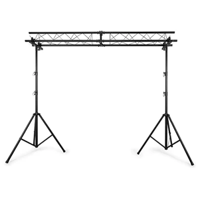 Imagen de BeamZ LB100T Puente de Luces con Truss y 2 Soportes, Sistema móvil 100 kg máx., Juego Completo Soportes para DJ, 2X 3 Puntos 1,5 m, trípode 4 m Altura máx. Negro