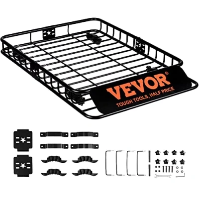 Imagen de VEVOR Portaequipajes de Techo para Automóvil 1175x915x114 mm Universal Carga Máxima 90,7kg Transportar Equipo, Equipaje, Bicicletas Cesta Vehículos SUV Camiones