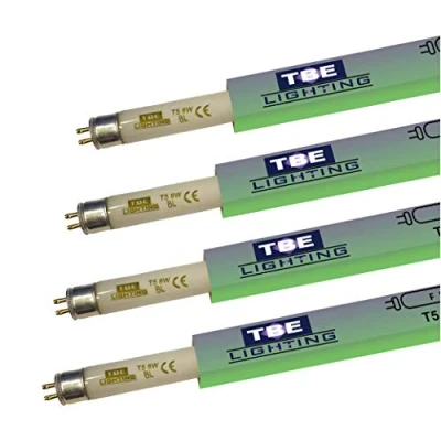 Imagen de TBE LIGHTING Tubos matamoscas UV de 8 W, paquete 4 unidades, W BL 368 nm, bombillas ultra violeta para matar insectos, ajuste base 2 pines G5, 288 mm longitud (sin incluir pines)