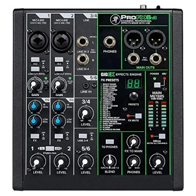 Imagen de MACKIE ProFX6v3 mezclador analógico de 6 canales con los legendarios previos micro Onyx, efectos e interfaz audio USB 24 bits/192 kHz (2x4 canales)