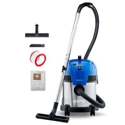 Imagen de Nilfisk Multi II 22L Inox Aspirador de Agua y Polvo Potente Aspiradora Bricolaje para Sólidos Liquidos, Seco Húmedo, Exterior e Interior (1200 W)