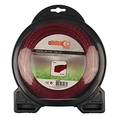 Imagen de Bricoferr BF101QE Hilo desbrozadora Nylon Perfil Trenzado (3 mm x 56 Metros, silencioso)