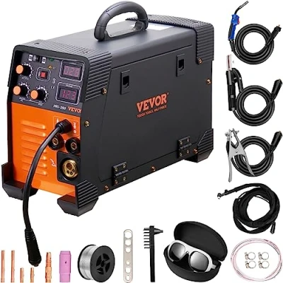 Imagen de VEVOR Máquina de Soldadura 3 en 1 Soldador Inversor 50 250 A Soldadora MIG MMA TIG Pantalla Digital 2,2 12 m/min Grosor del Cable 0,6 mm, 0,8 mm para Soldar Aleación, Acero, Hierro
