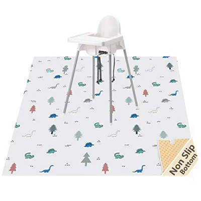Imagen de WOMUMON Alfombrilla antisalpicaduras de 51 pulgadas para debajo la silla alta, artes, manualidades, lavable, impermeable, antideslizante, tapete juego portátil y mantel