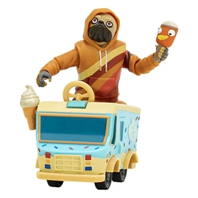 Imagen de Fortnite Doggo (EMOTE Series) Figura articulada de 4 Pulgadas con vehículo Lil&#039; Treat Emote y Accesorio Snow Pop