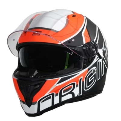 Imagen de ORIGINE Casco Integral para Moto de Calle con Doble Visera Homologado ECE2206 (Matt Fluo ORINGE White, L)