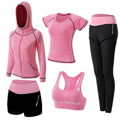 Imagen de ZETIY Conjuntos de Chándal Mujer 5 Piezas Traje Yoga Completo Deportivos para Fitness Running Jogging, Ejercicio en el Gimnasio