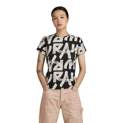 Imagen de G STAR Raw Calligraphy Ao Tops, Multicolor (Dk Black Paint D24500 c565 g421), XS para Mujer