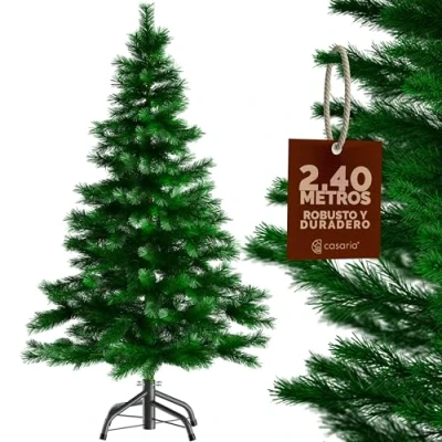 Imagen de CASARIA® Árbol de Navidad Artificial 240cm Verde con Soporte 1057 Puntas Pino PVC Decoración Navideña