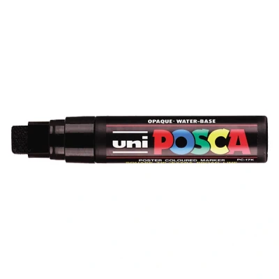Imagen de uni ball 186399 Marcador POSCA PC 17K, con punta rectangular extra ancha, negro, 1 pieza
