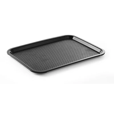 Imagen de HENDI Bandeja de Servicio, Mediana, Rectangular, Multiusos, resiste hasta 80C, para Servir Comida rápida, Bebidas, Fast Food, Cocina, 305x415x(H) 20mm, Negro, Polipropileno
