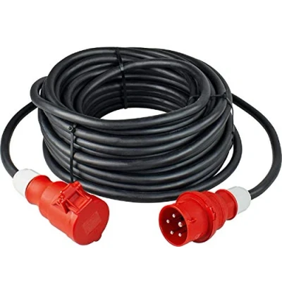 Imagen de as Schwabe TechnikProdukte cable alargador de alta resistencia 400 V / 32 A enchufe CEE y toma 10 m 5 polos con tapa protección IP44 Negro I 61027