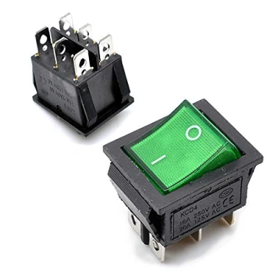 Imagen de Oiyagai 10 piezas KCD4 luz verde 6 pines AC 250V 10A 125V 16A 2 posiciones DPDT interruptor basculante de barco para coche, motocicleta
