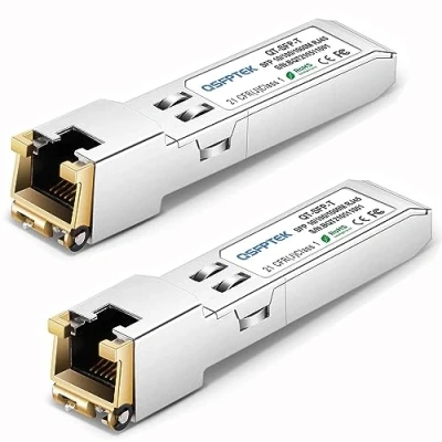 Imagen de QSFPTEK Gigabit SFP Copper RJ45 Module 10/100/1000BASE T to Mini GBIC Transceiver for Cisco GLC T/SFP GE T, Mikrotik S RJ01, up 100m 2pack
