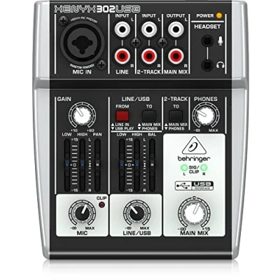Imagen de Behringer 302USB Mezclador de 5 entradas con preamplificador micrófono XENYX e interfaz audio/USB, Compatible PC y Mac
