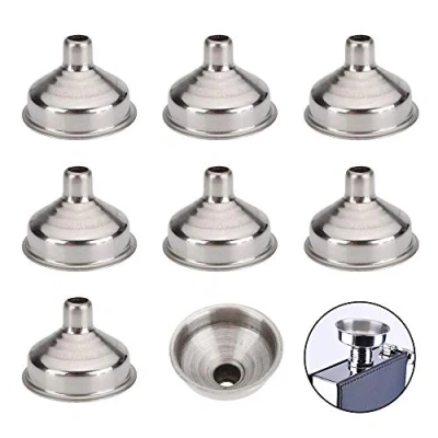 Imagen de Embudo para Petaca 8mm 8 Piezas de Acero Inox Pequeños Botellitas Frascos