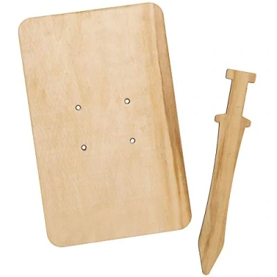Imagen de Baker Ross Centurión Romano Espadas y Escudos de Madera AT735 (paquete 2 kit) para proyectos arte manualidades niños, surtidos