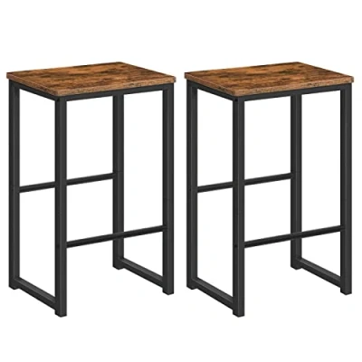 Imagen de HOOBRO Taburete de Bar, Juego Dos Taburetes Cocina con Reposapiés Diferente Altura, Estructura Metálica, Cantos Suaves, para Cocina, Comedor, Sala Estar EBF34BY01