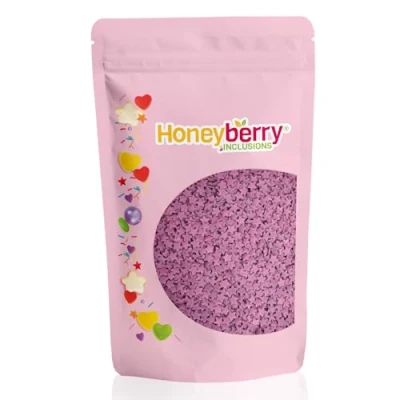 Imagen de HONEYBERRY INCLUSIONS gránulos de estrellas moradas 200 g, comestibles primera calidad para hornear, decoraciones cupcakes y pasteles, helados, postres glaseados