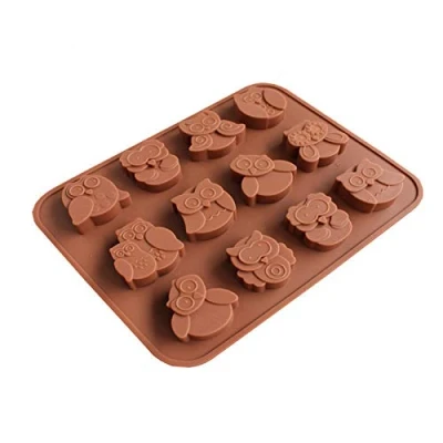 Imagen de Chikanb Molde de Silicona para Chocolatines con Forma Búho, Moldes Bombones Silicona, Herramienta Hornear, Decoración Tartas, Cubo Hielo, Gelatina, Mini Jabon, 19 CM
