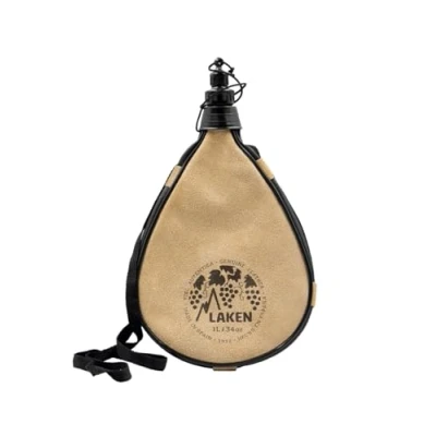 Imagen de LAKEN Botella de Vino Cuero Curado Forma Recta 1L Elegante y Funcional Recipiente Duradero Fácil Limpiar