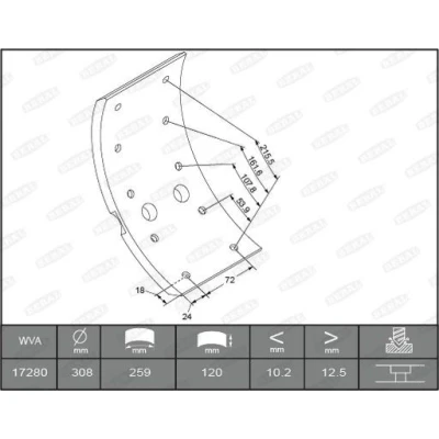 Imagen de Juego de zapatas freno, freno tambor BERAL KBL17280.3 1561