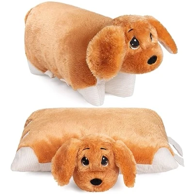 Imagen de BRUBAKER Peluche Almohada Perro 2 en 1 y de 40 x 30 cm Infantil Plegable con Velcro Mascota Cojín Marrón