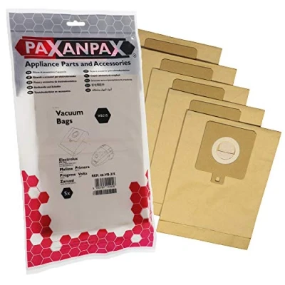 Imagen de Paxanpax VB215 Bolsas compatibles con Electrolux &#039;E59&#039; Powerlite, Z3318, Z3319, Smart Boss Z3300 Series (5 Unidades), Papel, marrón