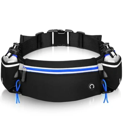 Imagen de Cinturon Hidratacion Running Belt +2 Botellas ✮FLUORESCENTE✮ Riñonera Botella Azul Hombre Mujer Bolsa para Correr Garantía de por Vida Porta Trail