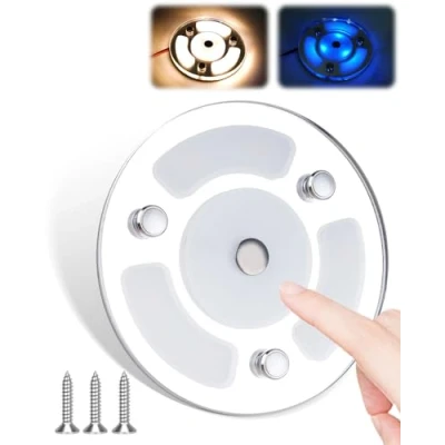 Imagen de 12V Luz de Techo LED Autocaravana Iluminación Interior, Regulable 3W Caravana Luces Interiores con Interruptor Control Táctil, 3000K Campervan para RV Barco